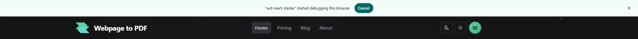 Chrome debugger banner during local extension conversion